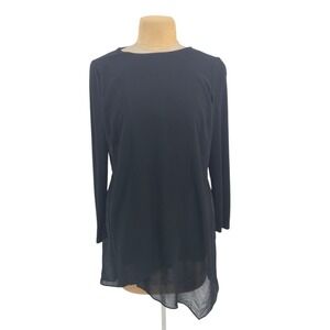Phase Eight Tunic Top Women Size 12 Black Layered Asymmetric Hem Blouse